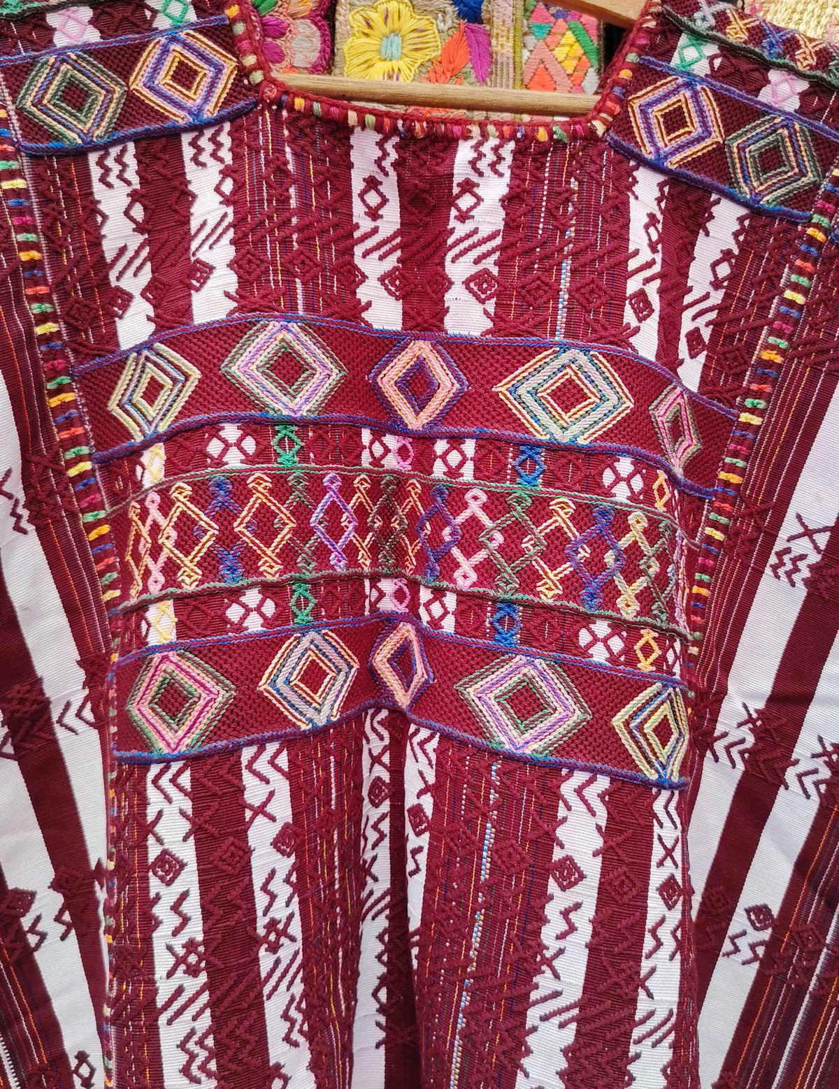 Burgundy and White Colotenango Huipil #10-388