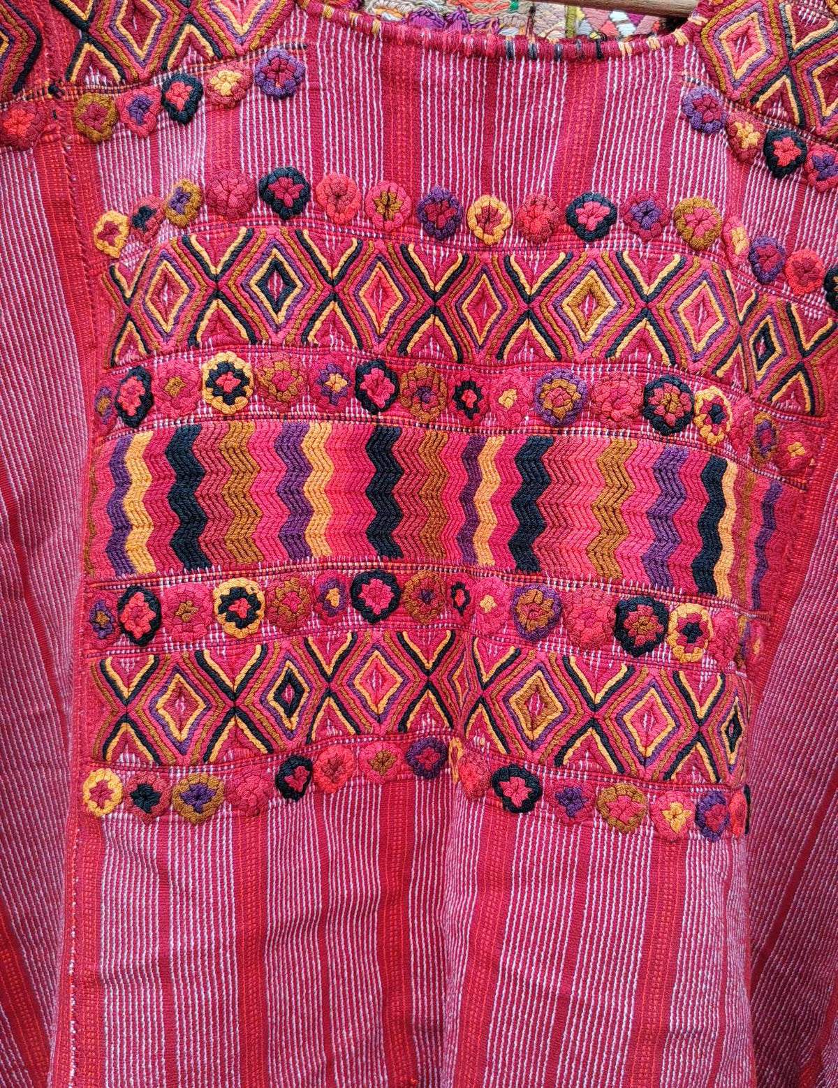 Burgundy with geometrics Colotenango Huipil #10-391
