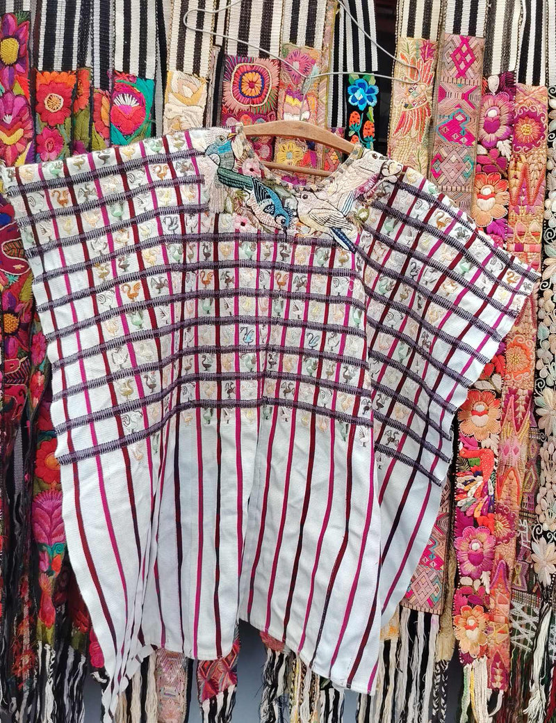 Pink and Red Striped Santiago Huipil #10-392