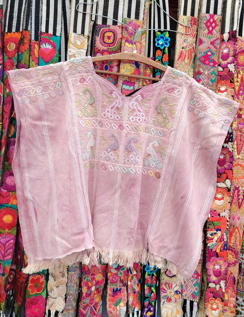 Pink with peacocks San Lucas Tolimán Huipil #10-394