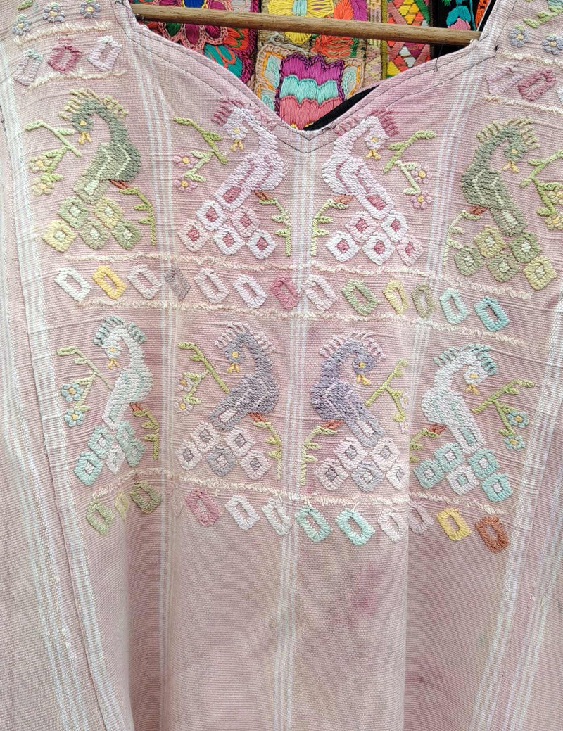 Pink with peacocks San Lucas Tolimán Huipil #10-394