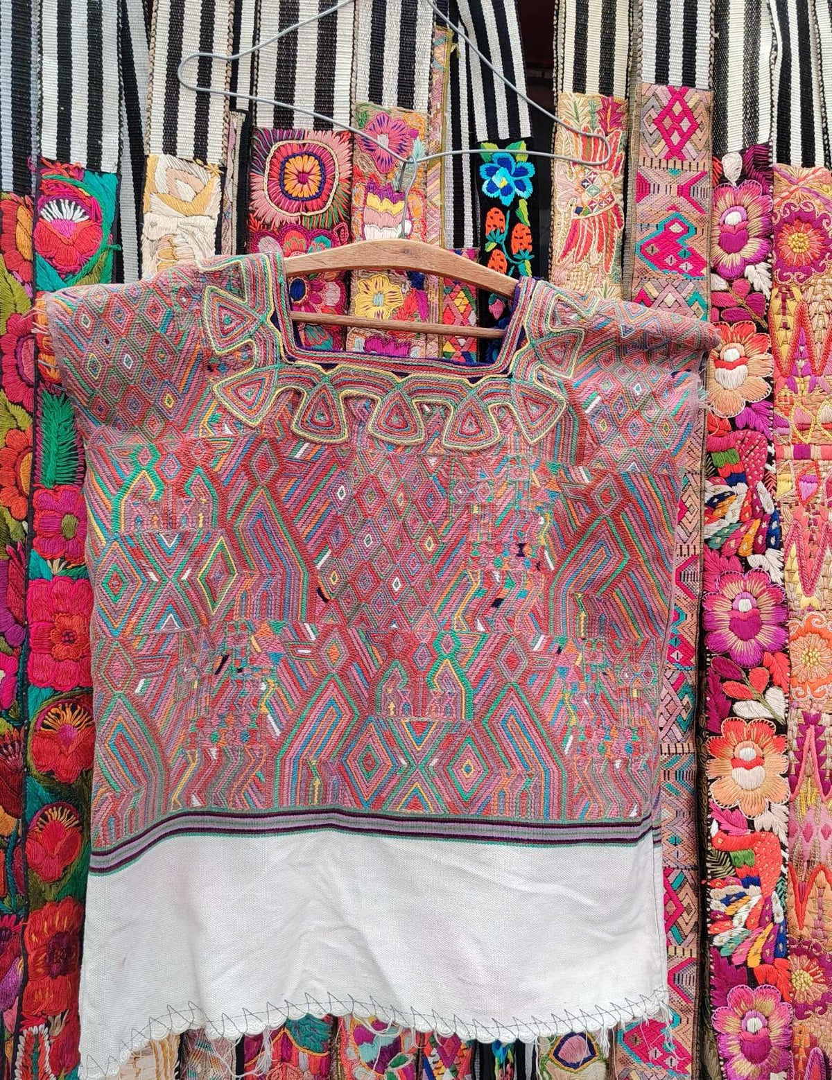 Pink and White Nebaj Huipil #10-396