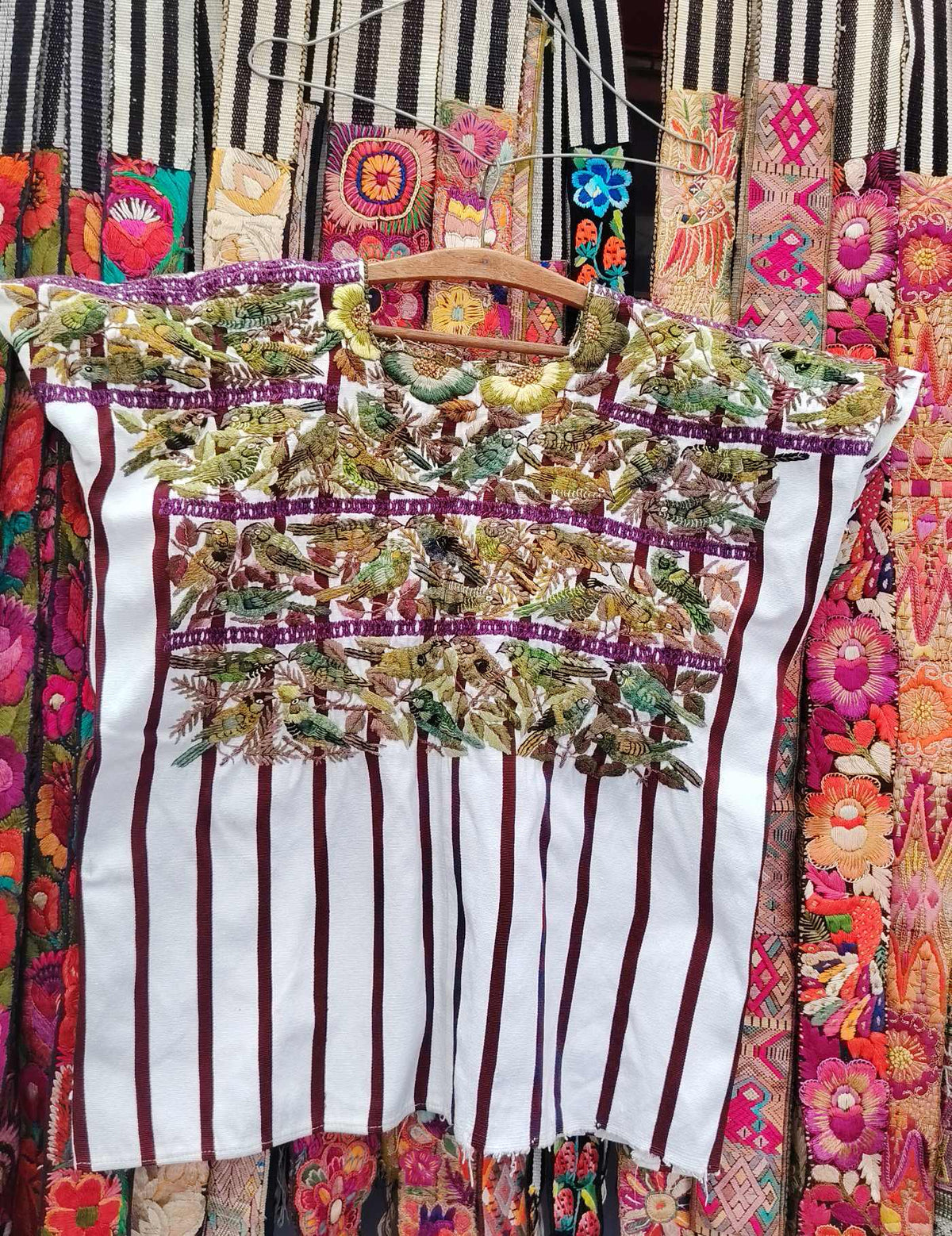 White Striped Santiago Huipil #10-398