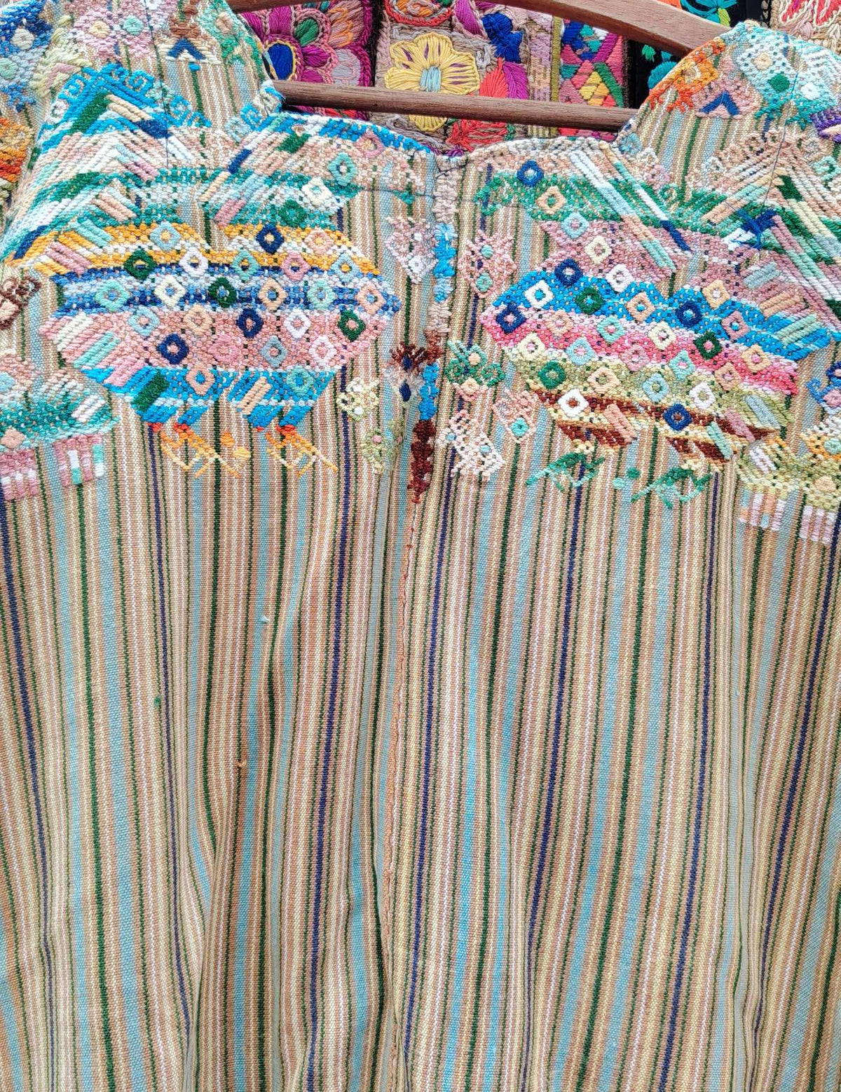 Beige Striped Nahualá Huipil #10-401