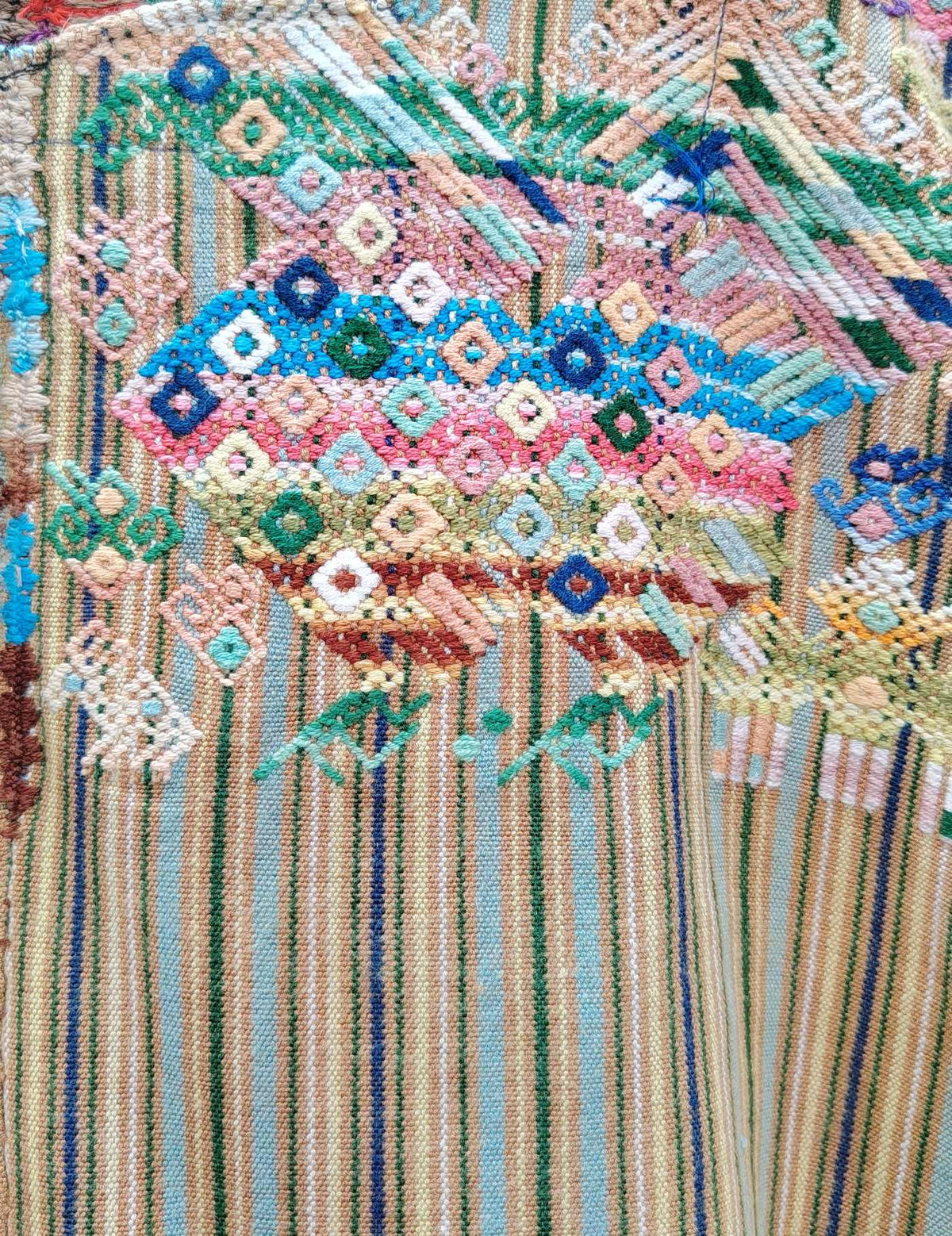 Beige Striped Nahualá Huipil #10-401