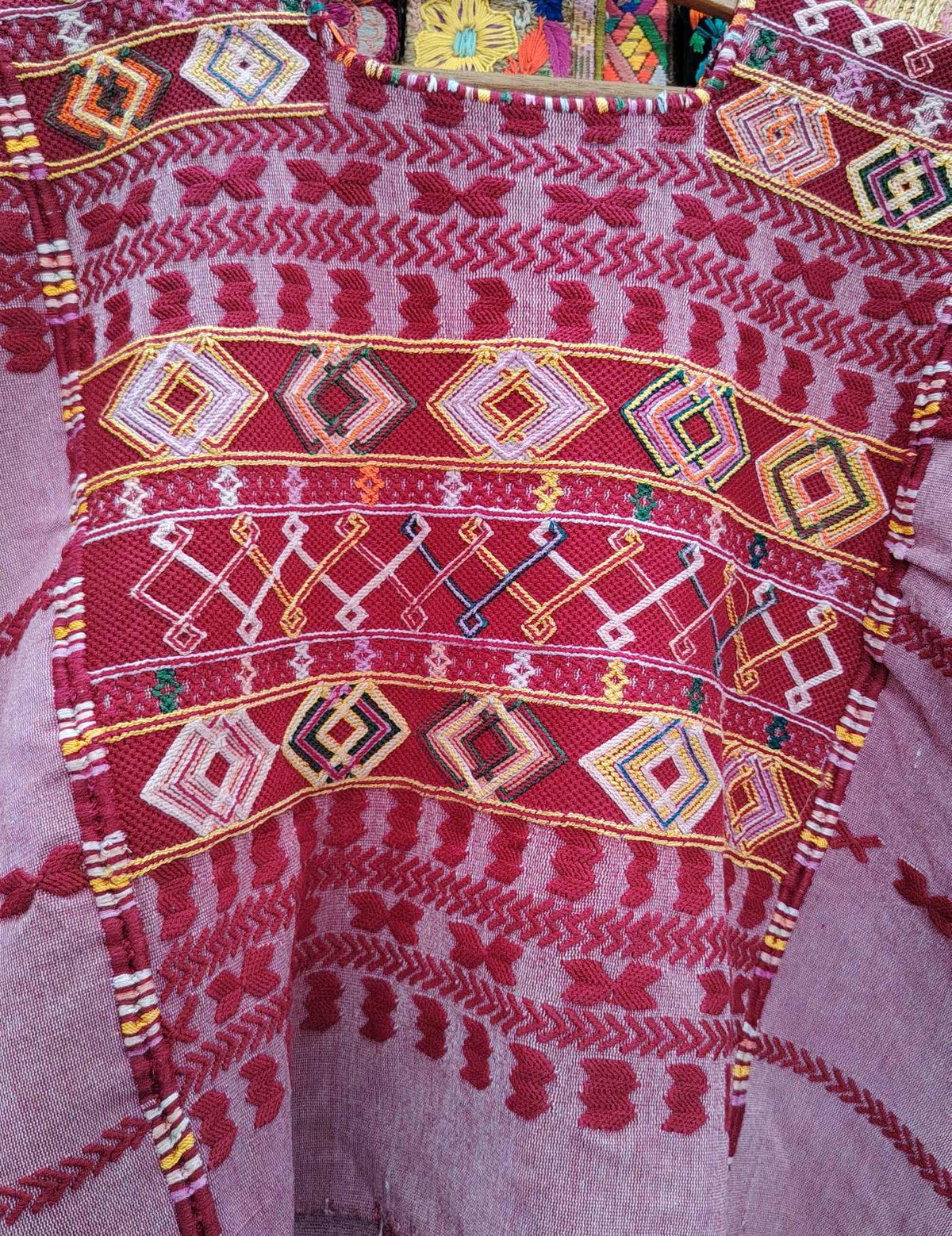 Burgundy and Pink Colotenango Huipil #10-403