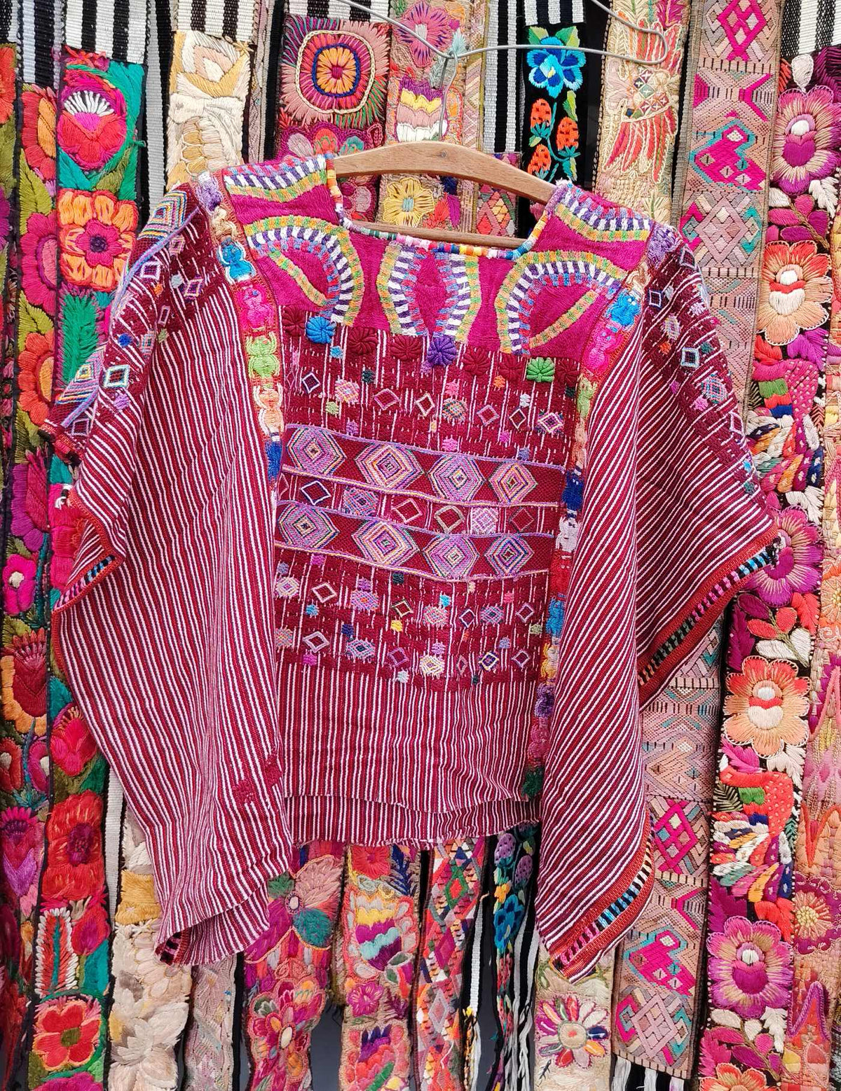 Burgundy and Lilac Colotenango Huipil #10-412
