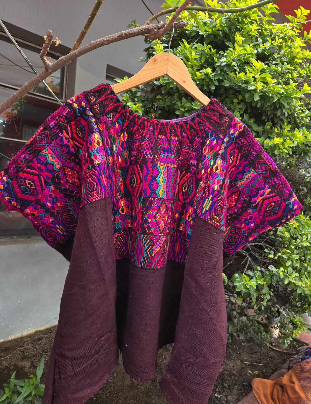 Berry on Brown Chichicastenango Huipil #10-418