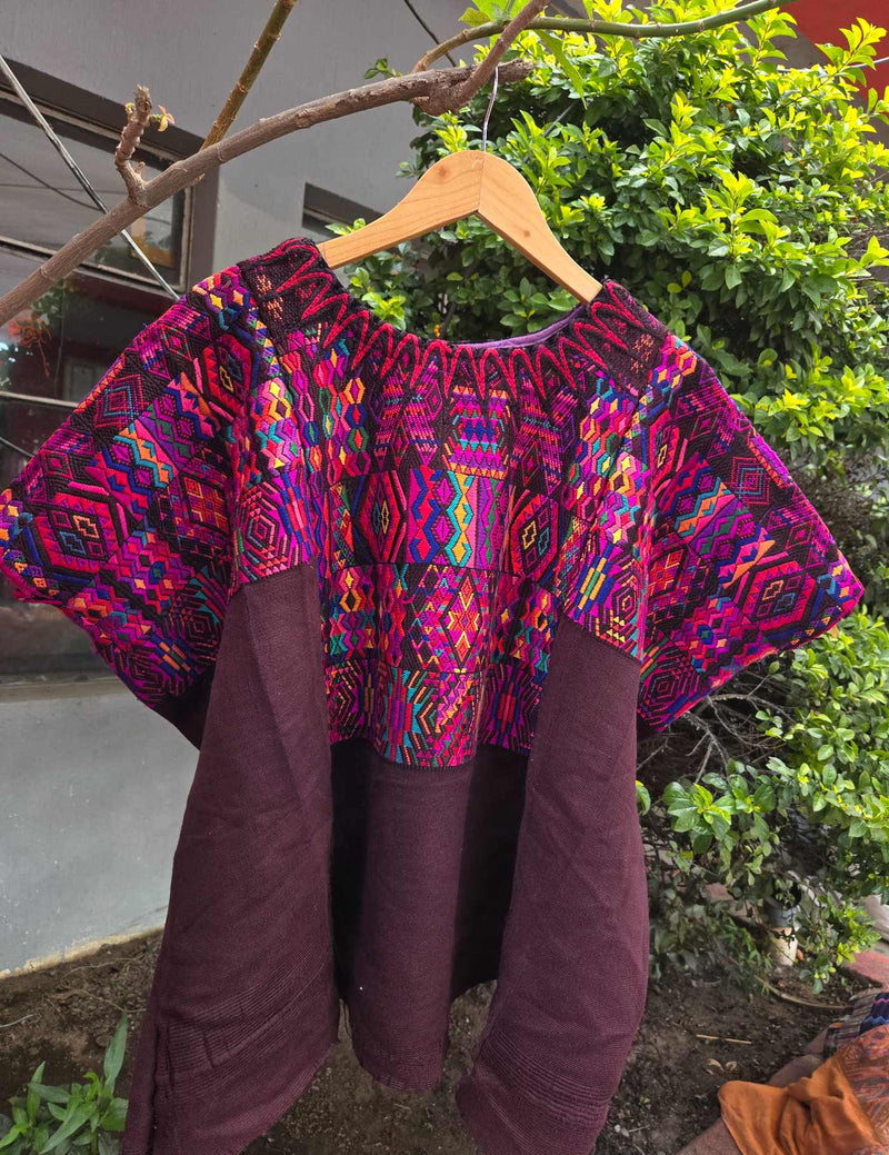 Berry on Brown Chichicastenango Huipil #10-418