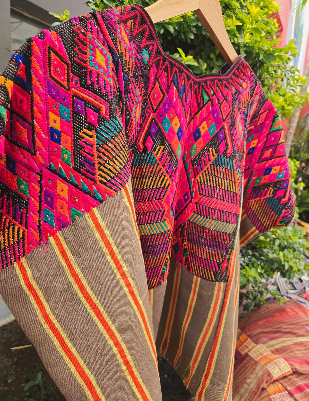 Pink Double Headed Horse Chichicastenango Huipil #10-419