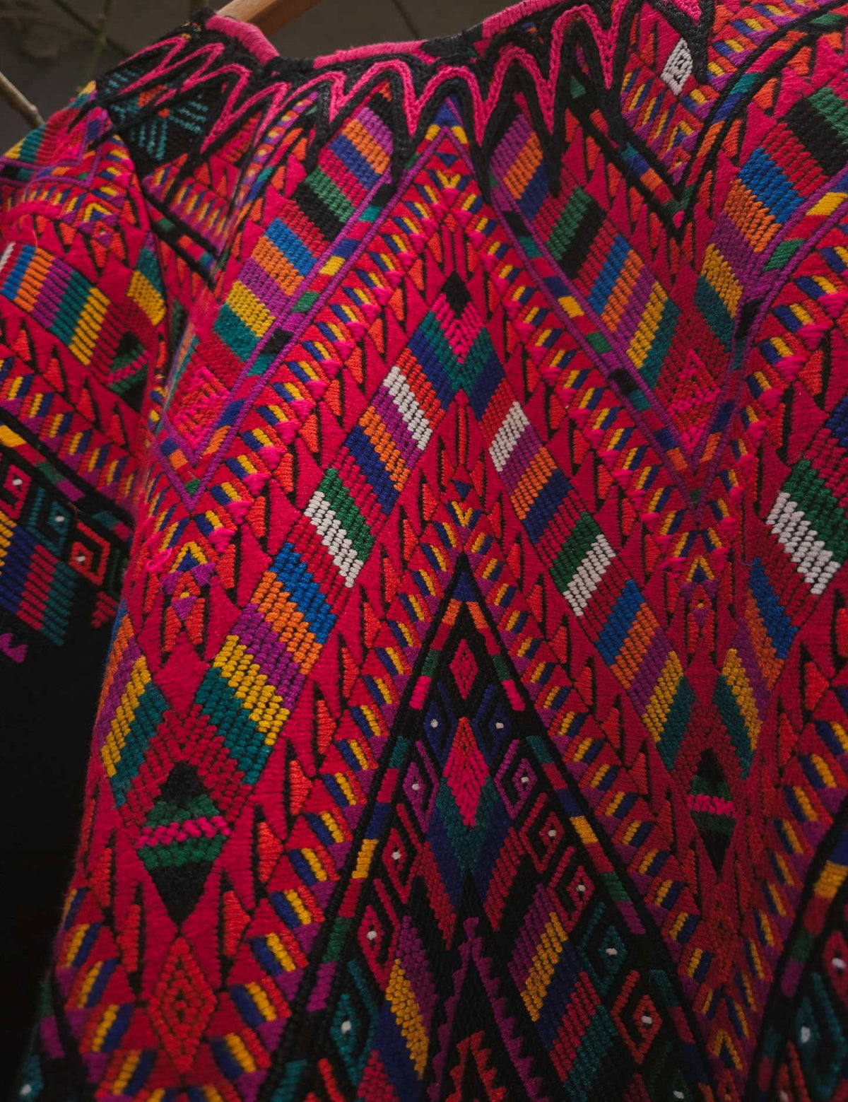 Colourful on Black Chichicastenango Huipil #10-420