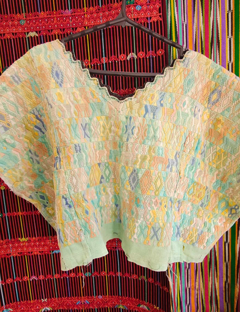 Pale green deer Cobán Huipil #10-454