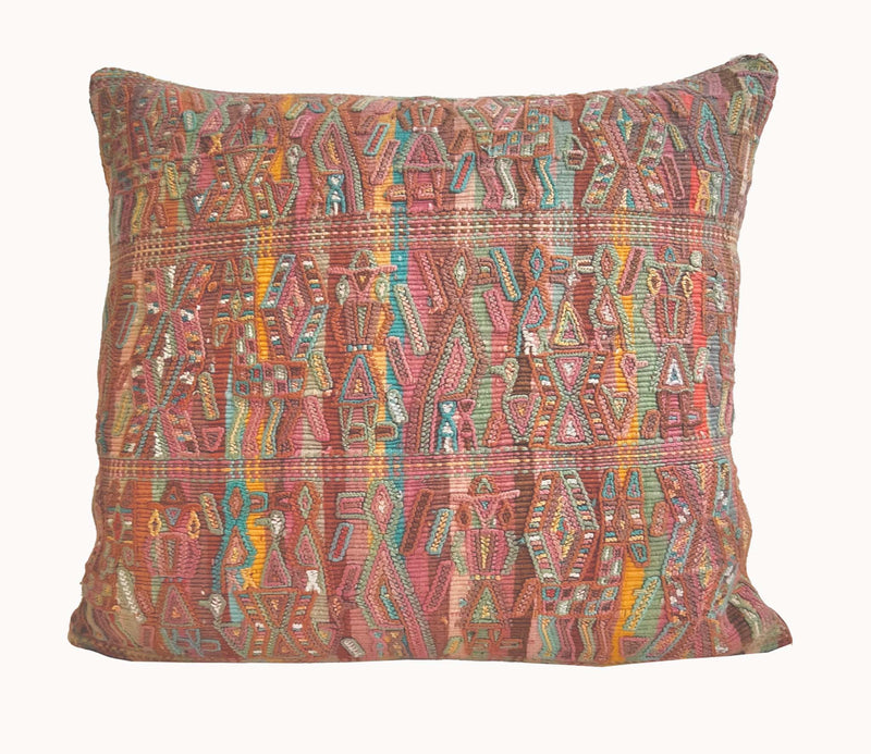 Warm Pink Nebaj Tzute Pillow