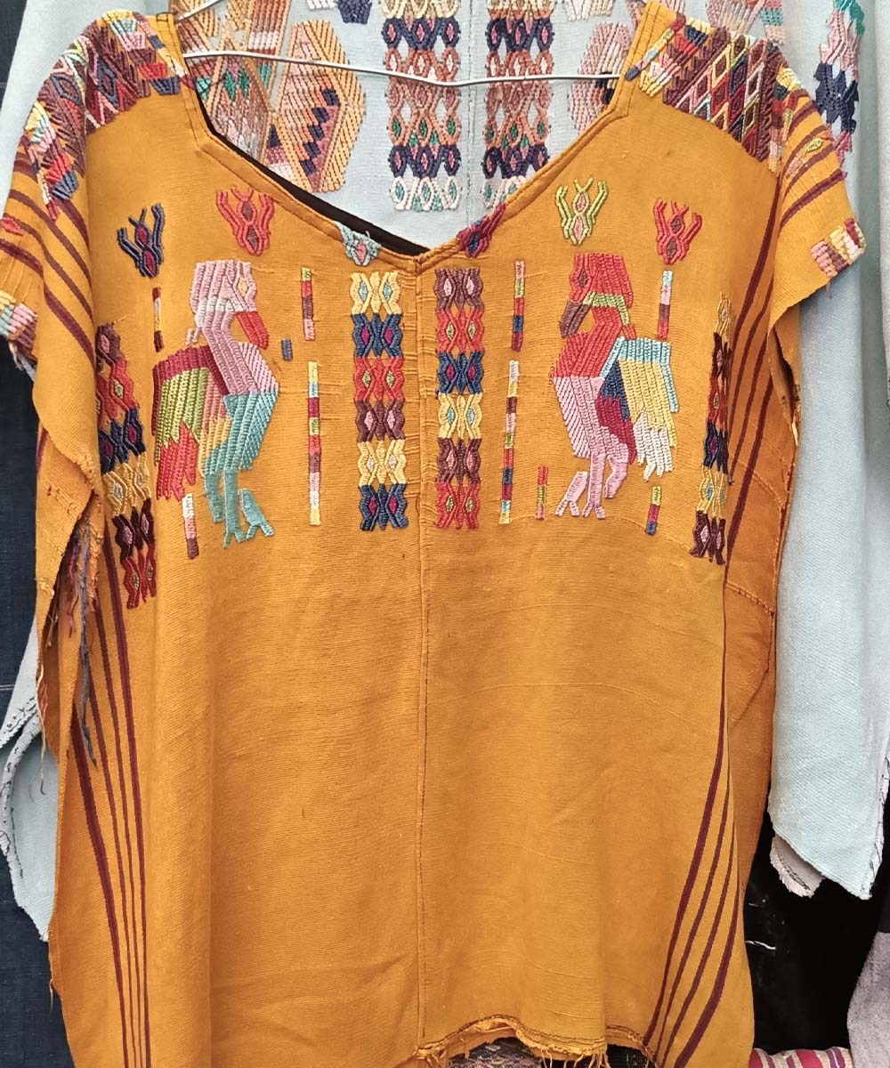 Vintage Guatemalan huipil with handwoven Mayan embroidery