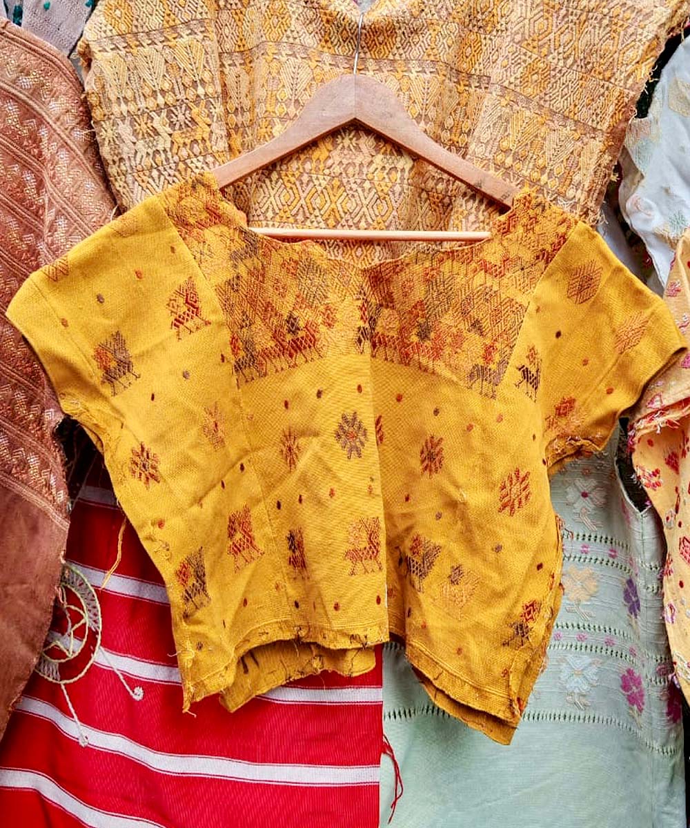 Vintage Guatemalan huipil with handwoven Mayan embroidery