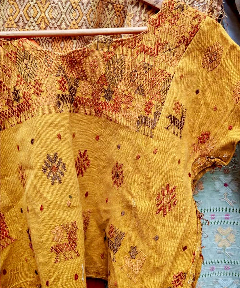 Vintage Guatemalan huipil with handwoven Mayan embroidery