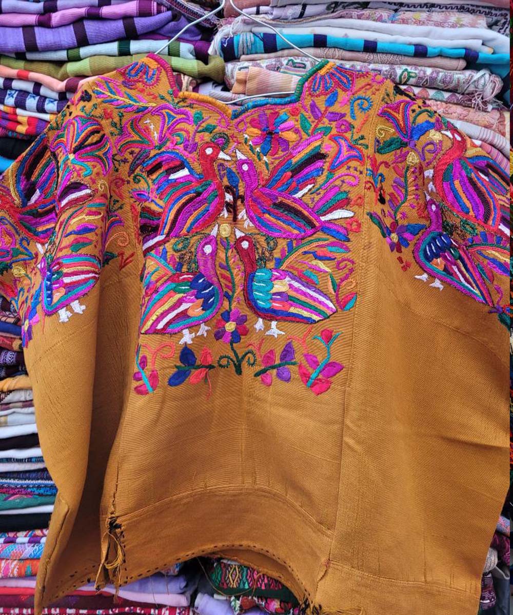 Vintage Guatemalan huipil with handwoven Mayan embroidery