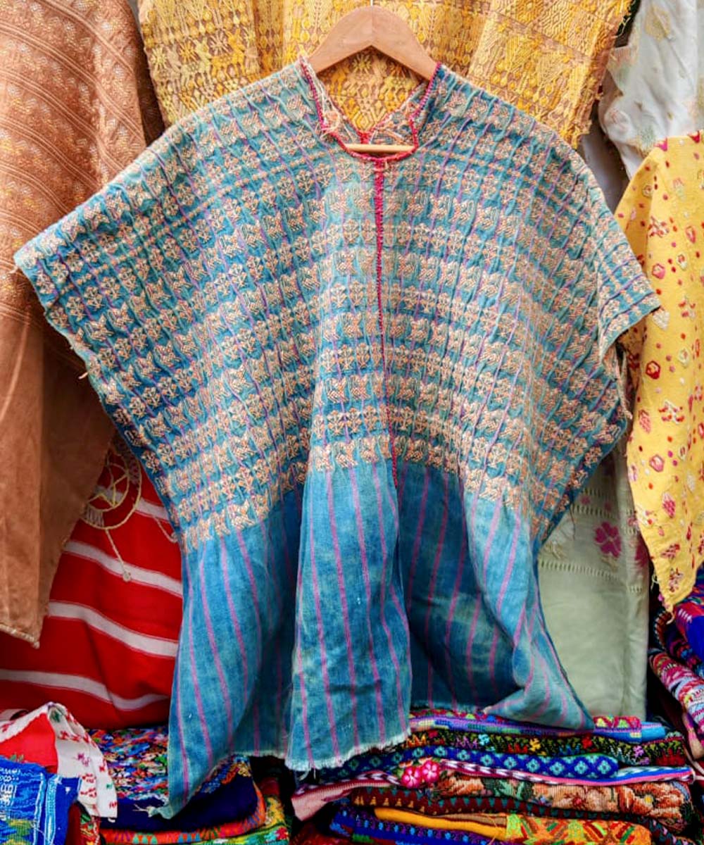 Indigo Nahuala huipil with red randa