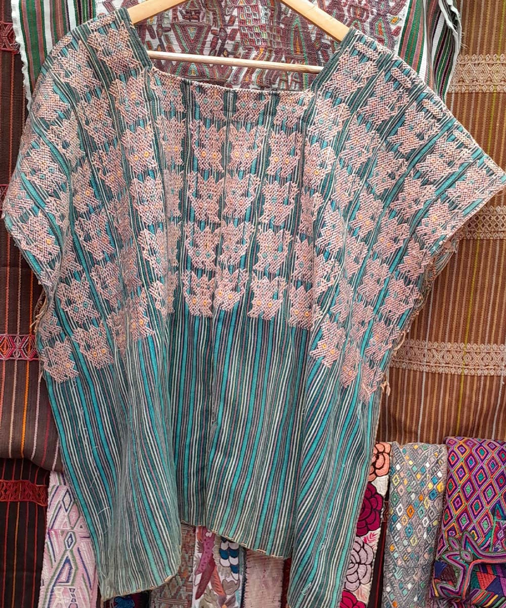 Vintage Guatemalan huipil with handwoven Mayan embroidery