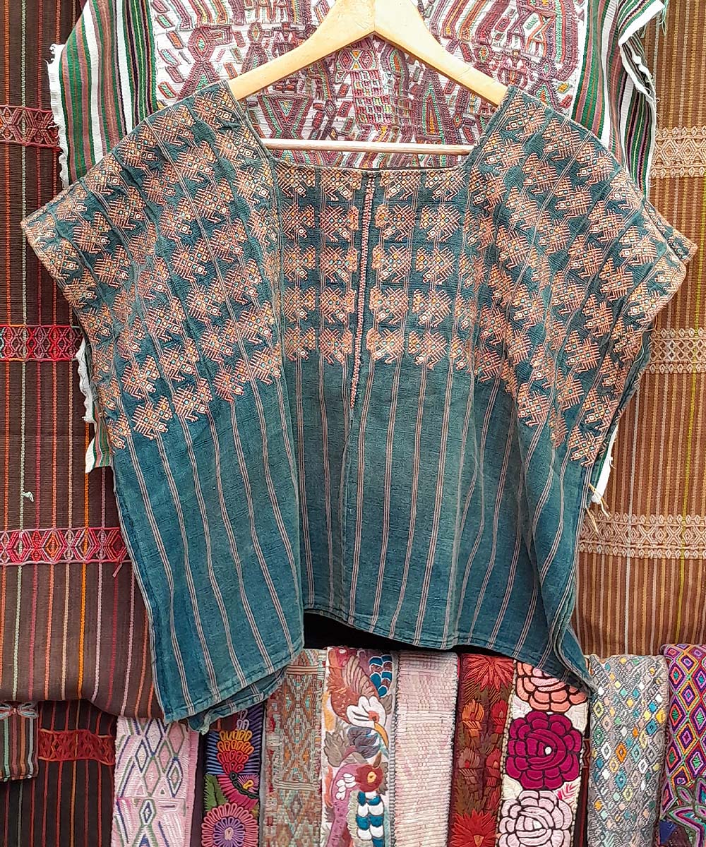 Vintage Guatemalan huipil with handwoven Mayan embroidery