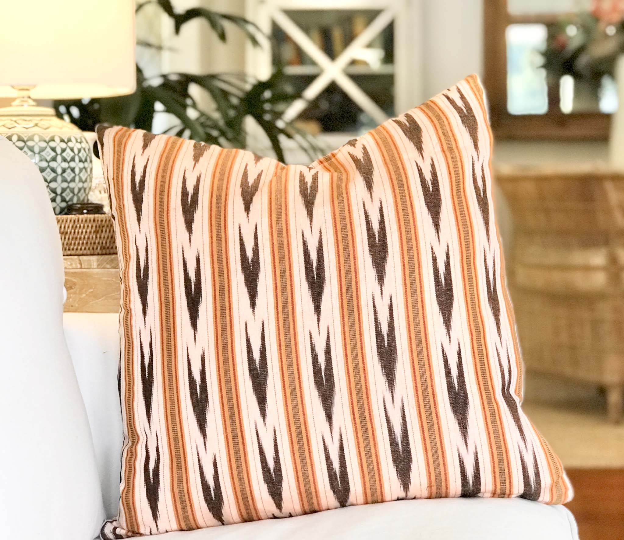 Orange Ikat Throw Pillow