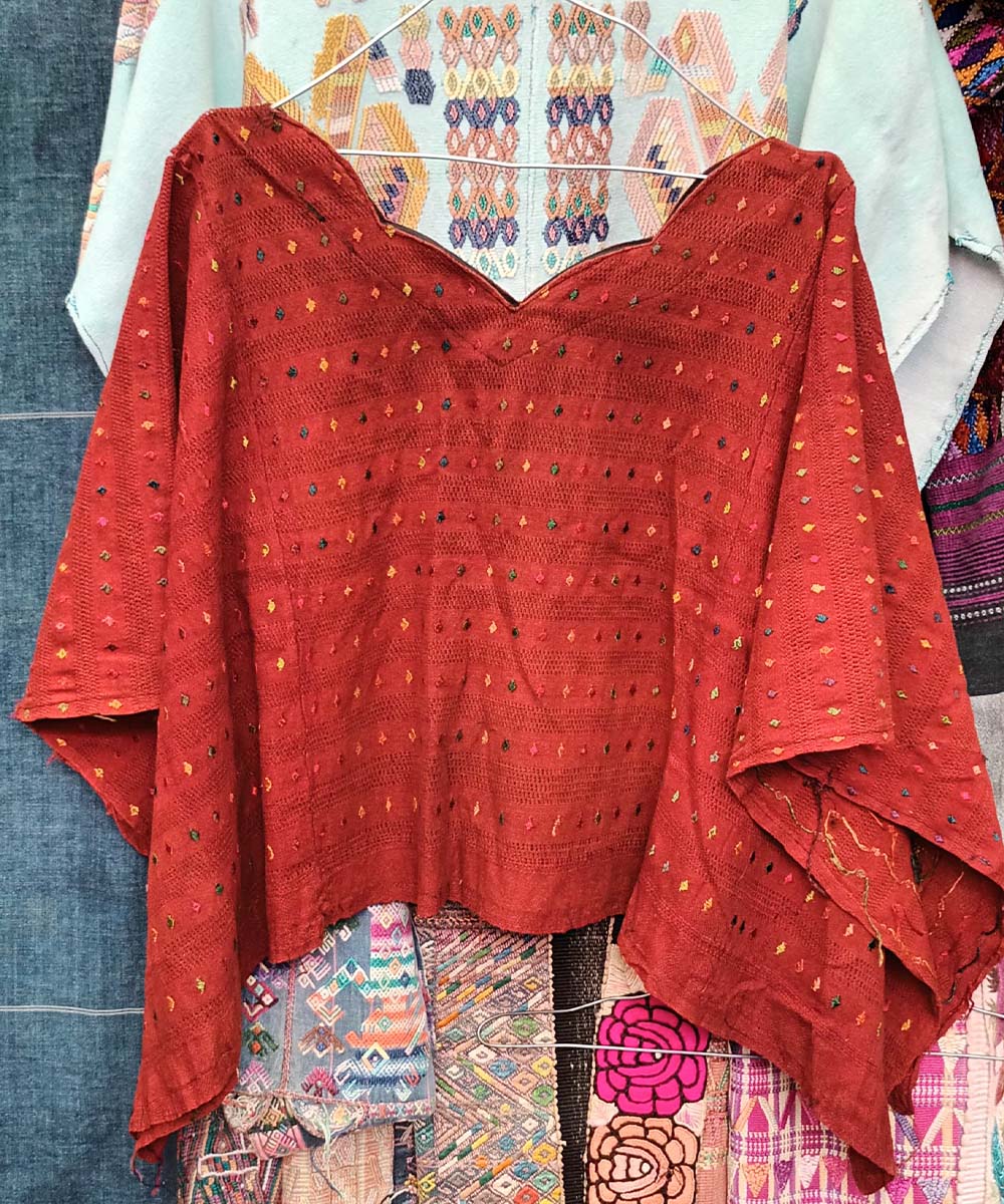 Red lightweight Coban huipil