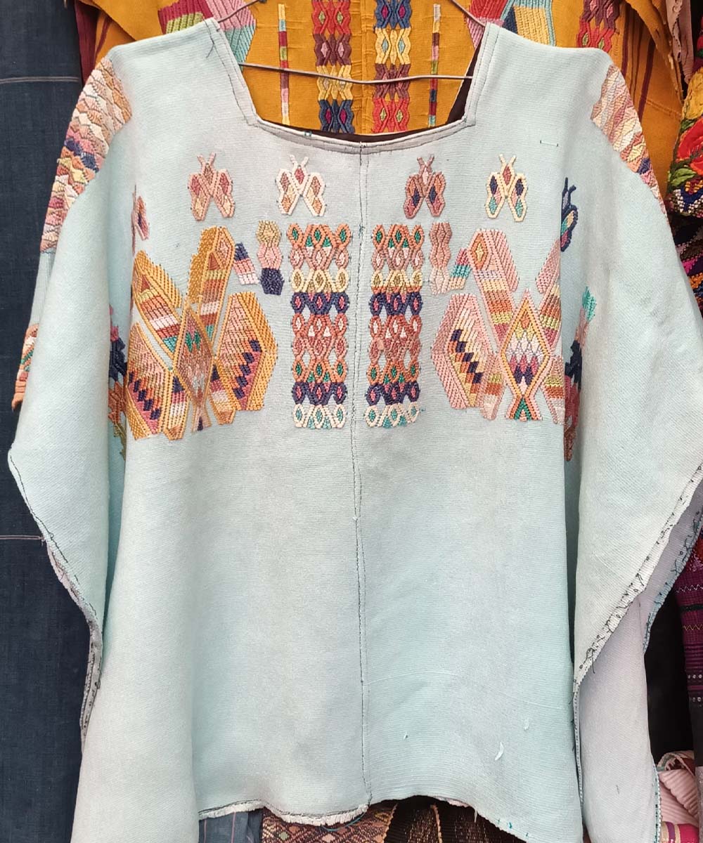 Pale blue Chajul huipil