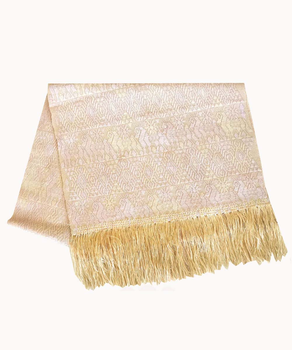 Guatemalan Textile, pale yellow table runner made from a Coban huipil