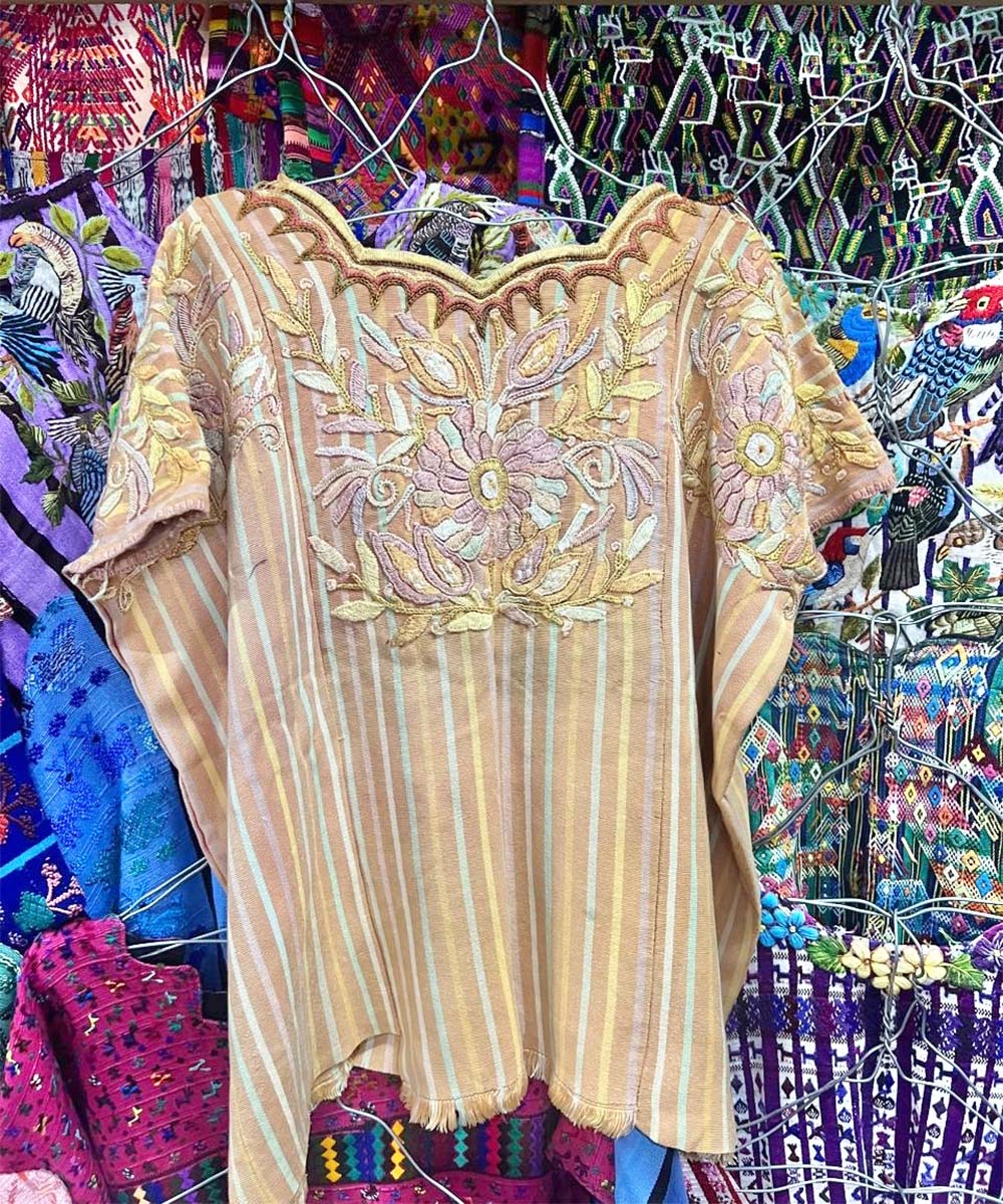 Vintage Guatemalan huipil with handwoven Mayan embroidery