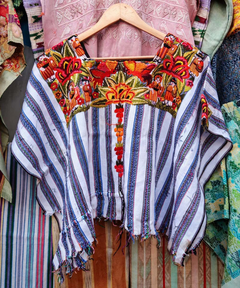 Patzun huipil with floral neck