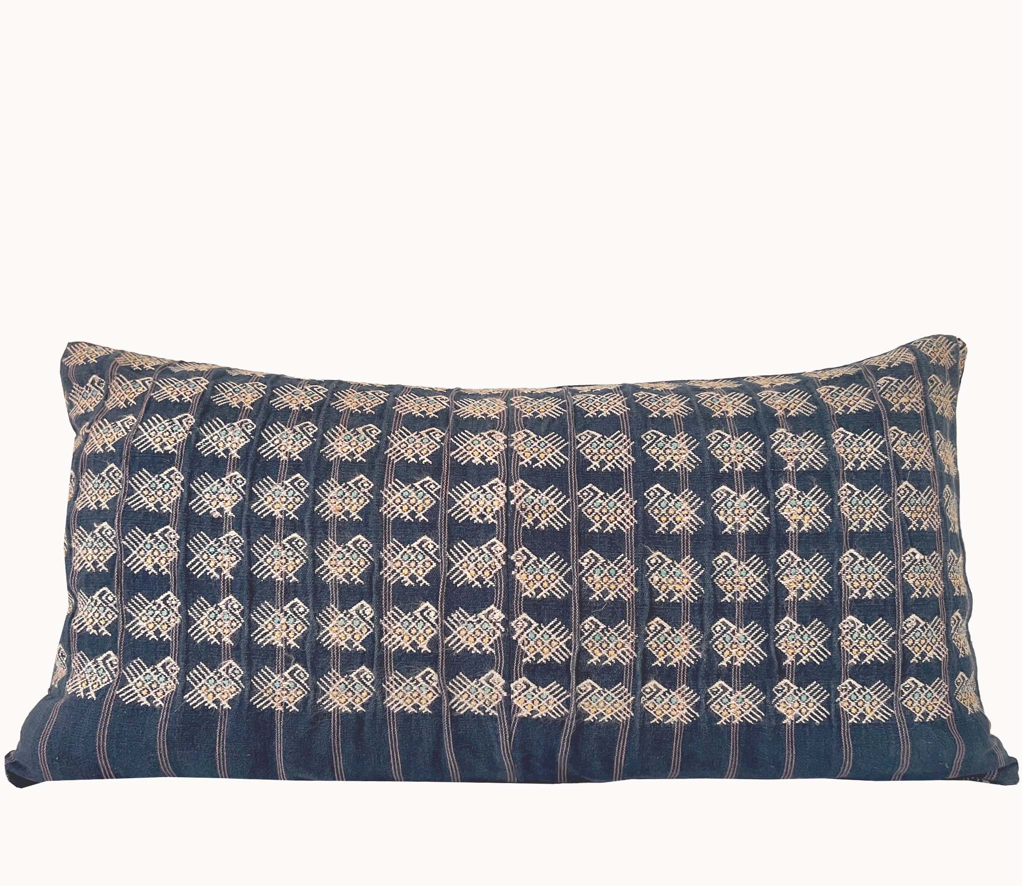 Pillow made from vintage Guatemalan huipil textiles