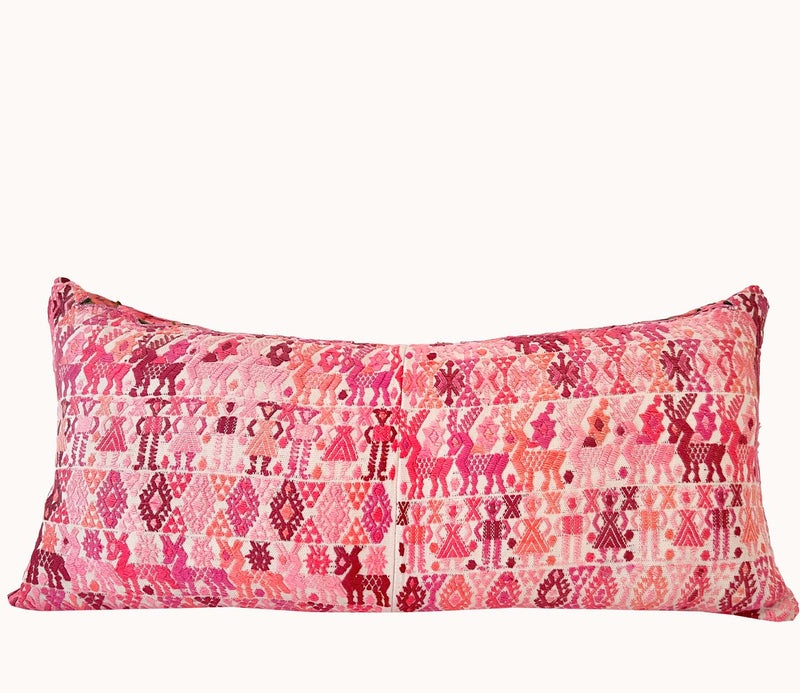 Embroidered Guatemalan huipil pillow - vintage textile