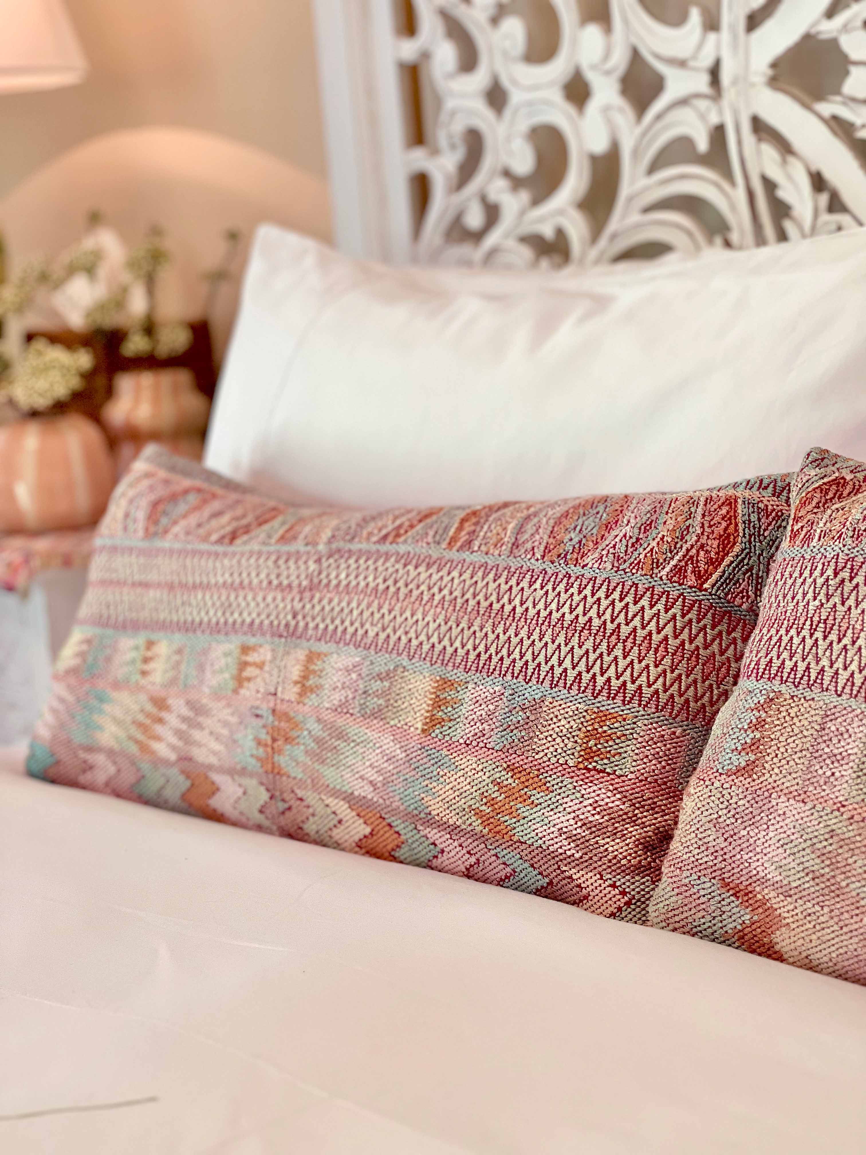 Embroidered Vintage textile huipil cushion