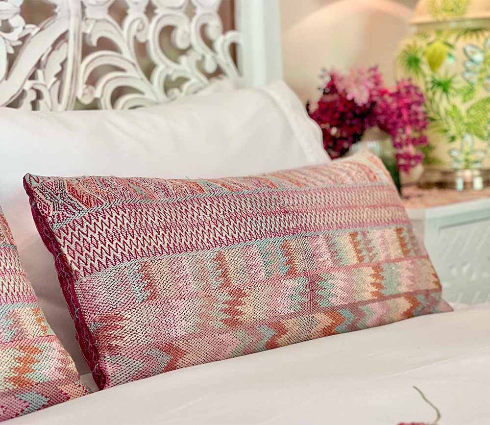 Embroidered Vintage textile huipil cushion