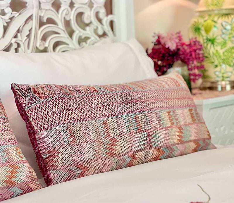 Embroidered Vintage textile huipil cushion