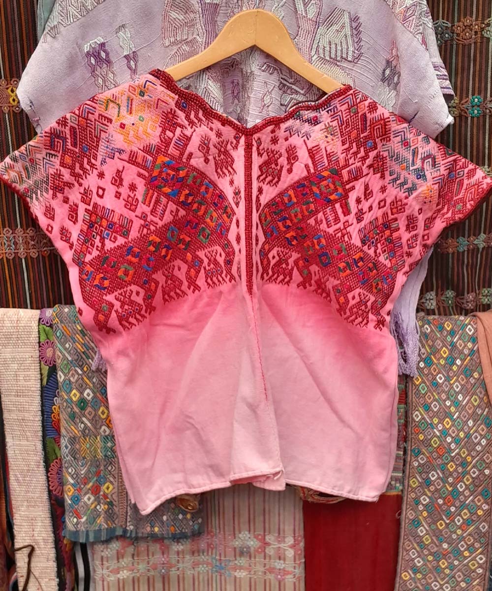 Pink Nahuala huipil with deer