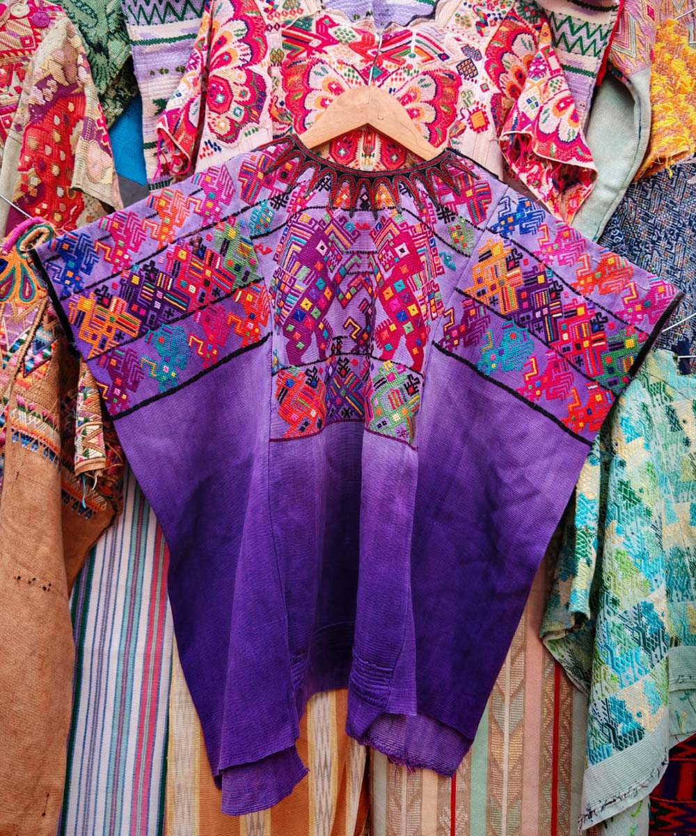 Vintage Guatemalan huipil with handwoven Mayan embroidery