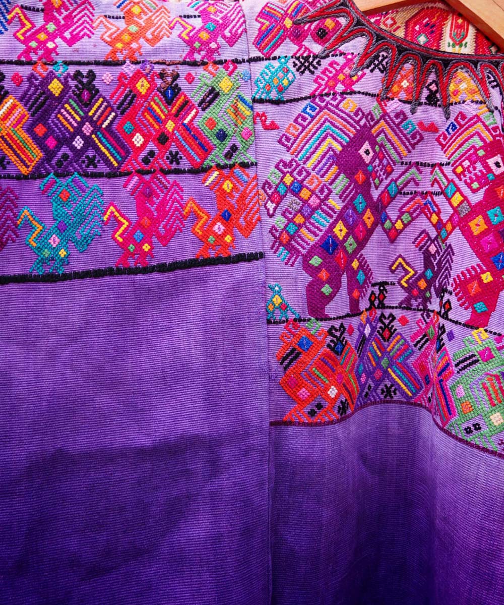 Vintage Guatemalan huipil with handwoven Mayan embroidery