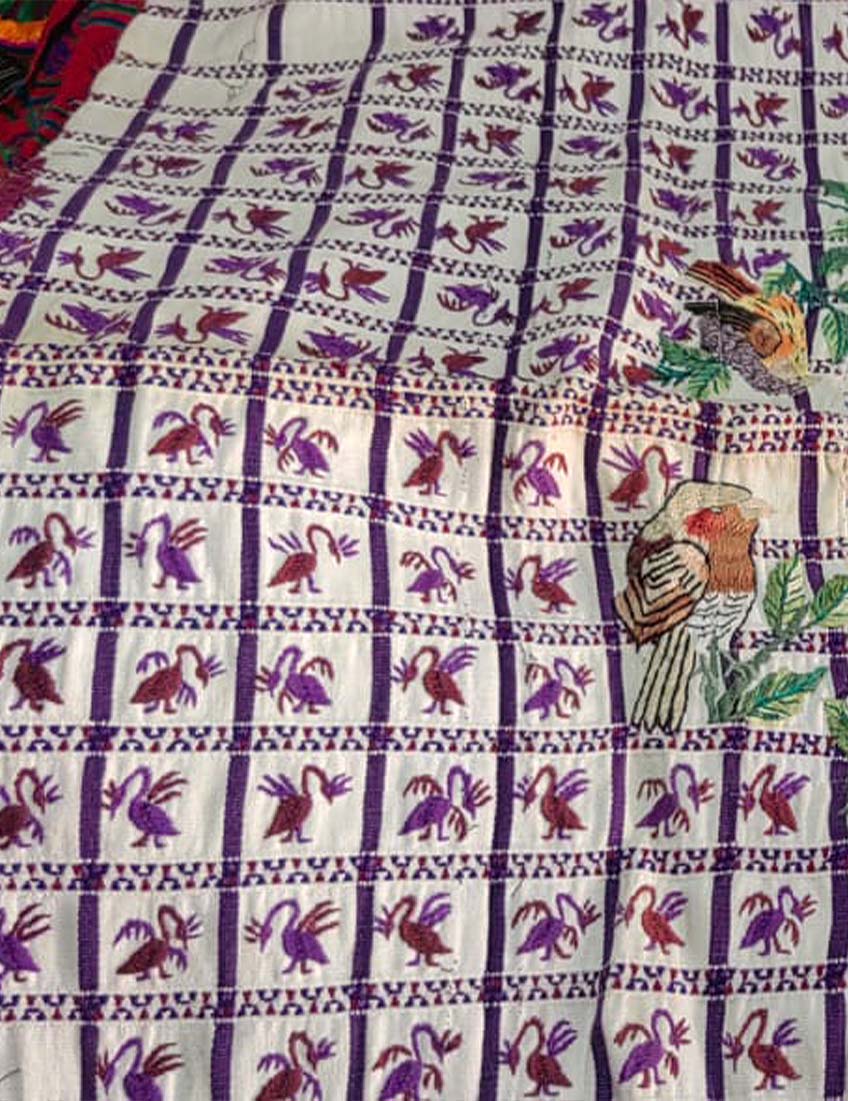Purple and white Santiago huipil #4-145