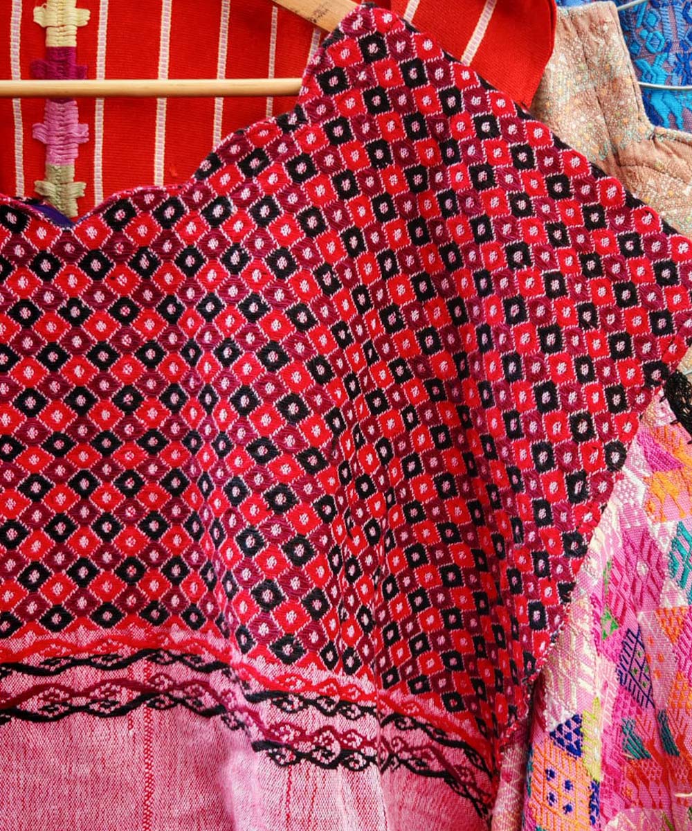 Red checker huipil