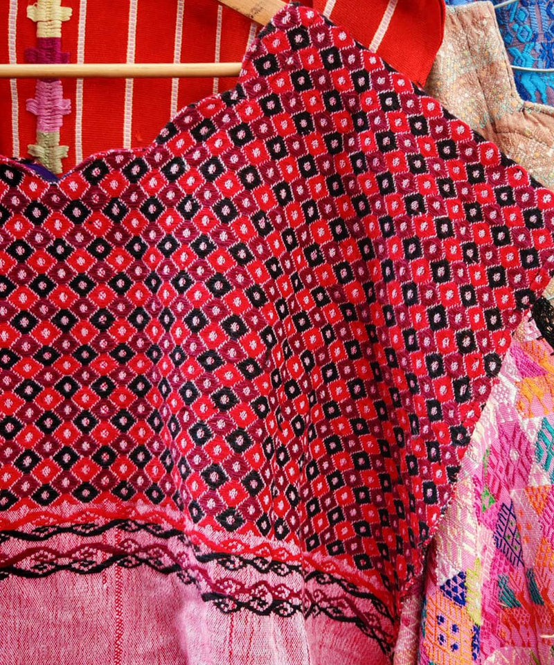 Red checker huipil