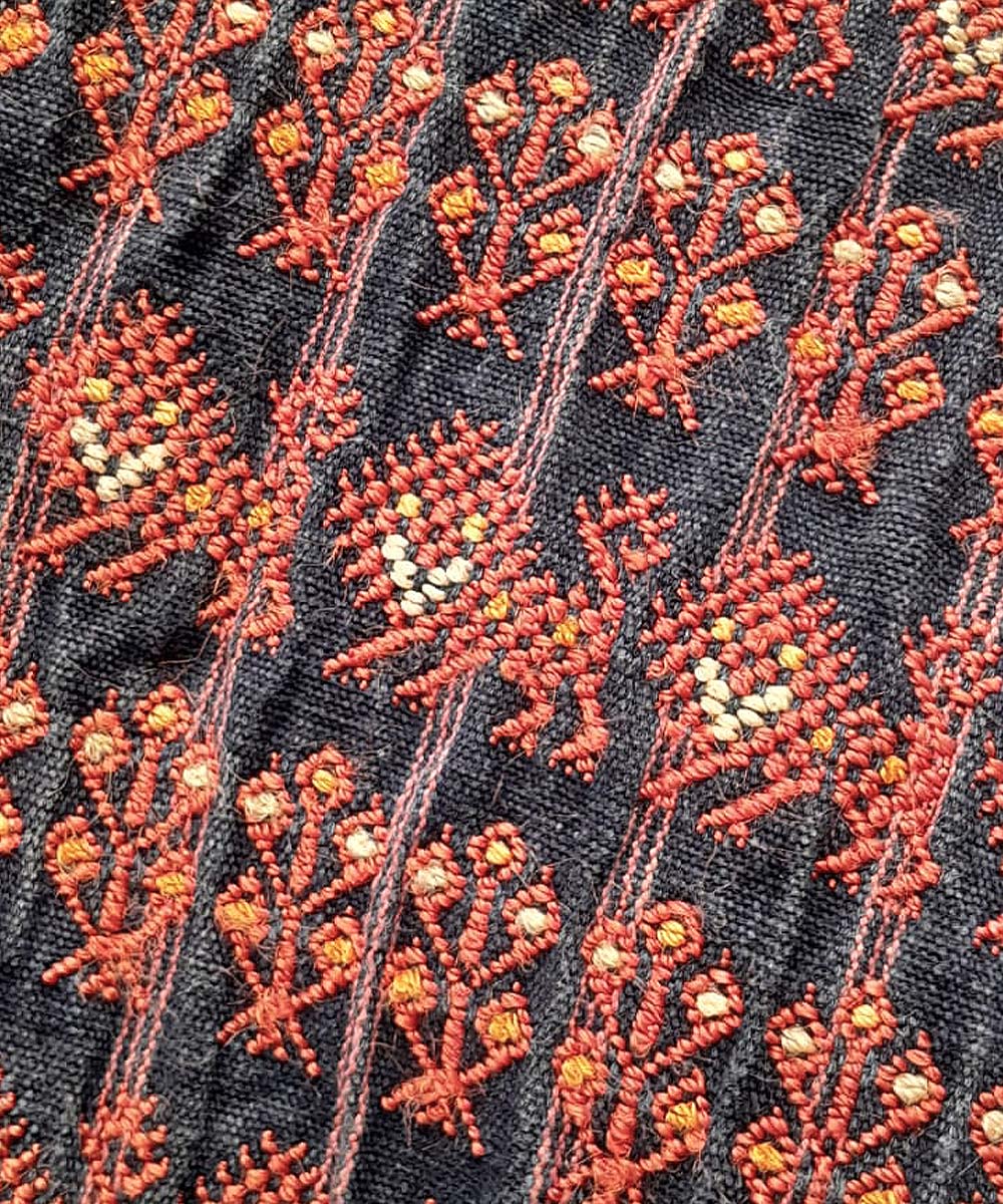 Indigo Nahuala huipil with red lions and corn