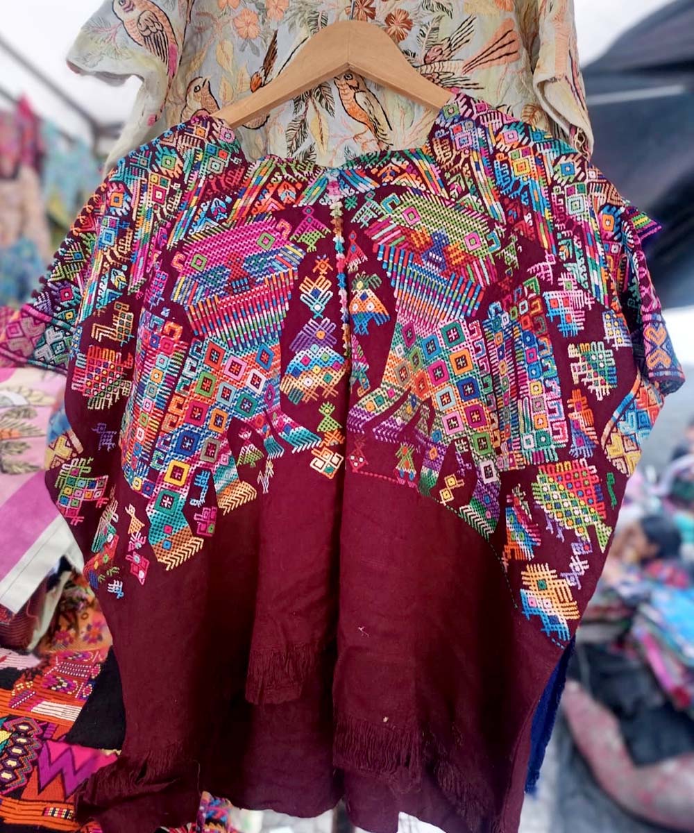 Vintage Guatemalan huipil with handwoven Mayan embroidery