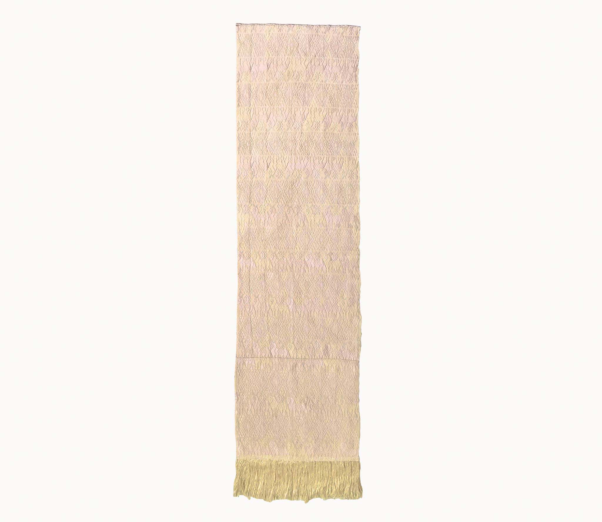 Guatemalan Textile, pale yellow table runner made from a Coban huipil
