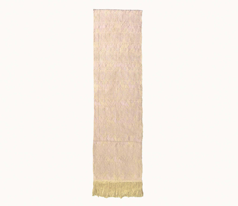 Guatemalan Textile, pale yellow table runner made from a Coban huipil