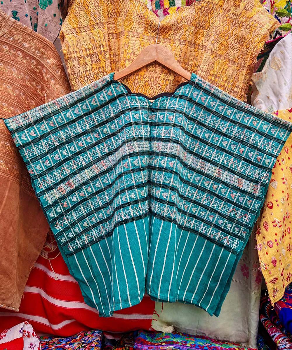 Teal San Lucas huipil with birds