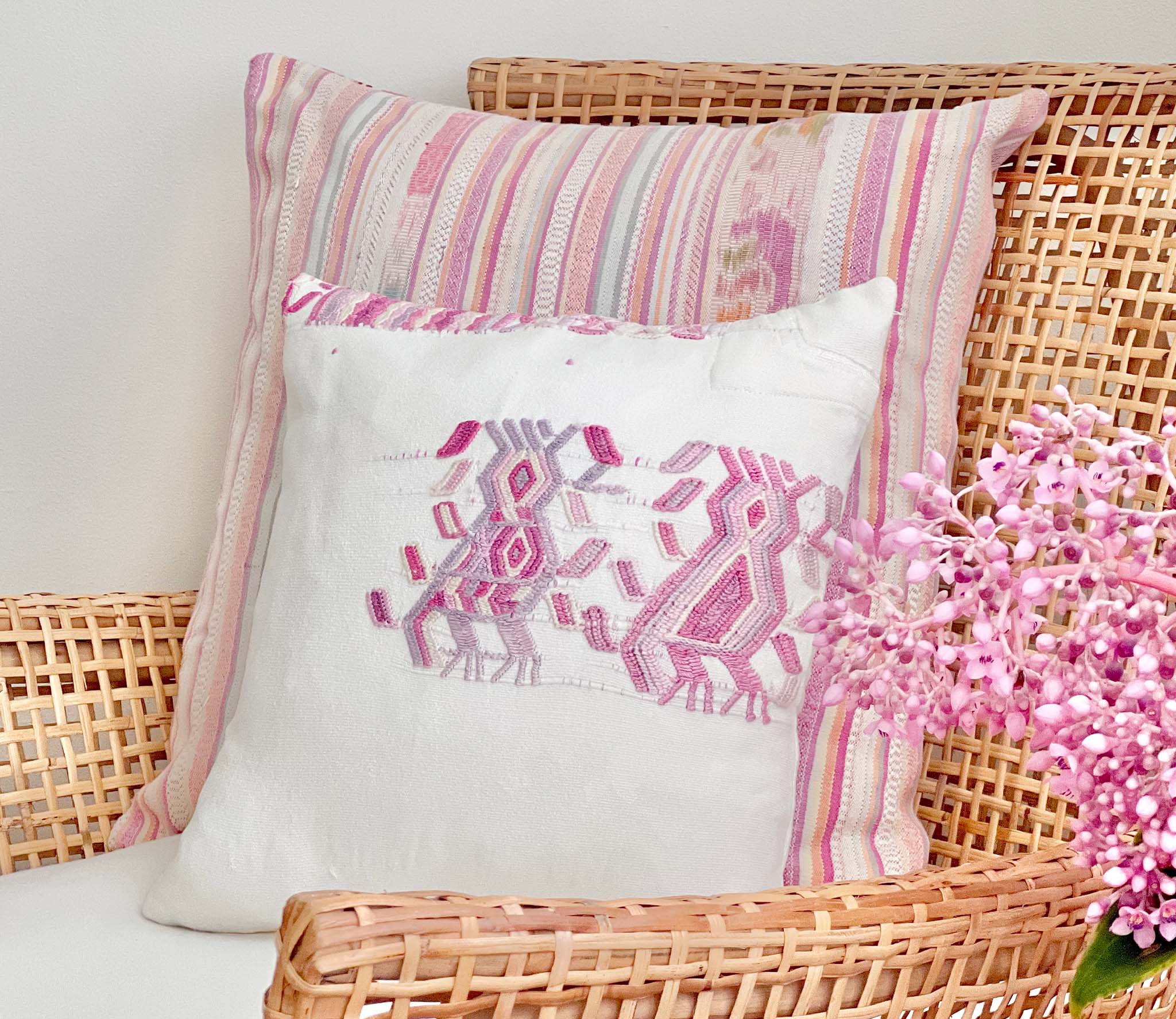 Pink and White Chajul pillow