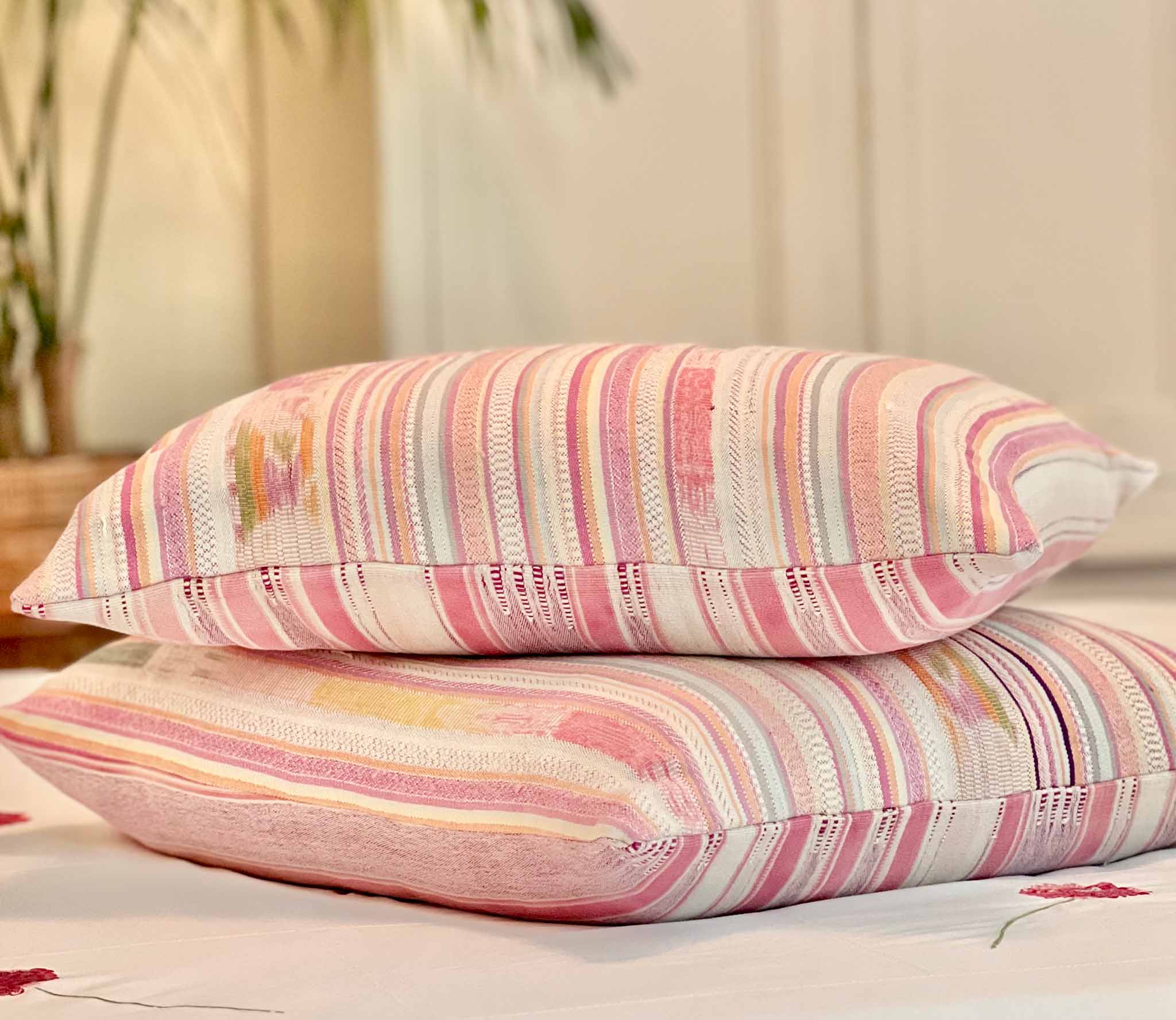 Pillow made from vintage Guatemalan huipil textiles