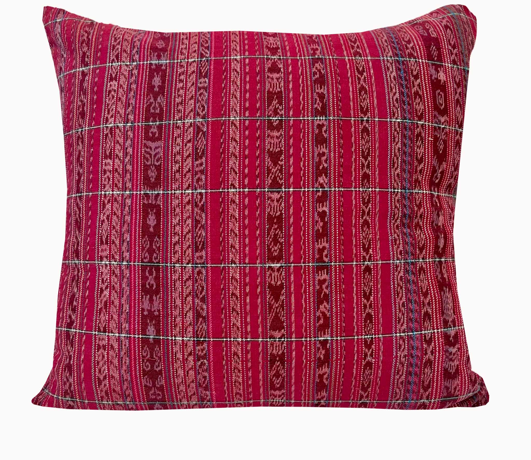 Embroidered Guatemalan huipil textile repurposed into a pillow
