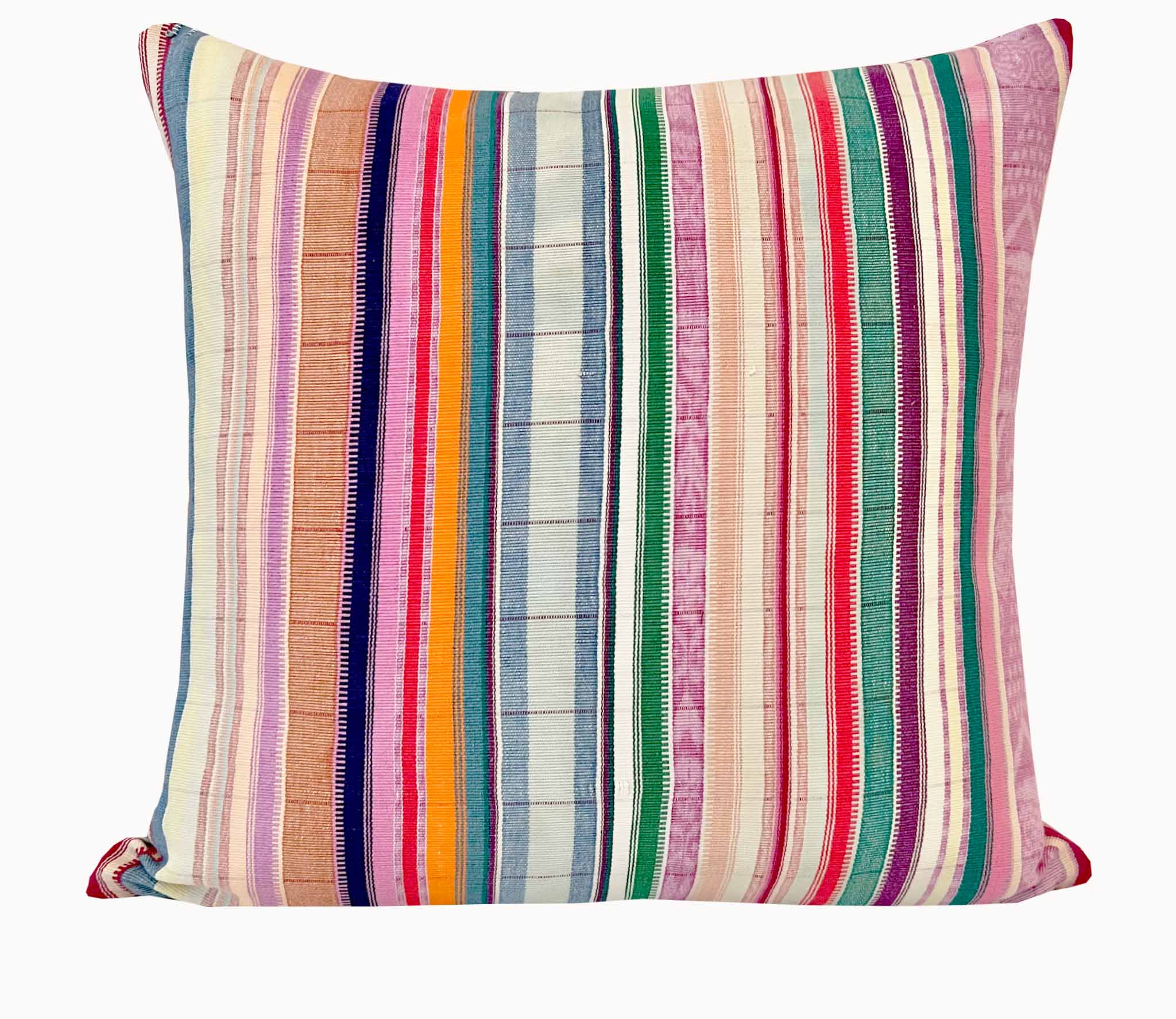 Embroidered Guatemalan huipil textile repurposed into a pillow